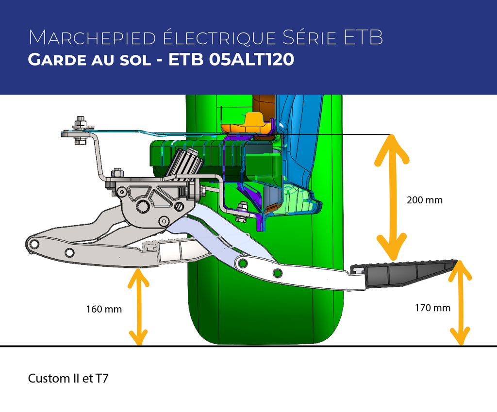 Série ETB | Marchepied latéral électrique entièrement automatique 1200 mm pour Custom II et T7